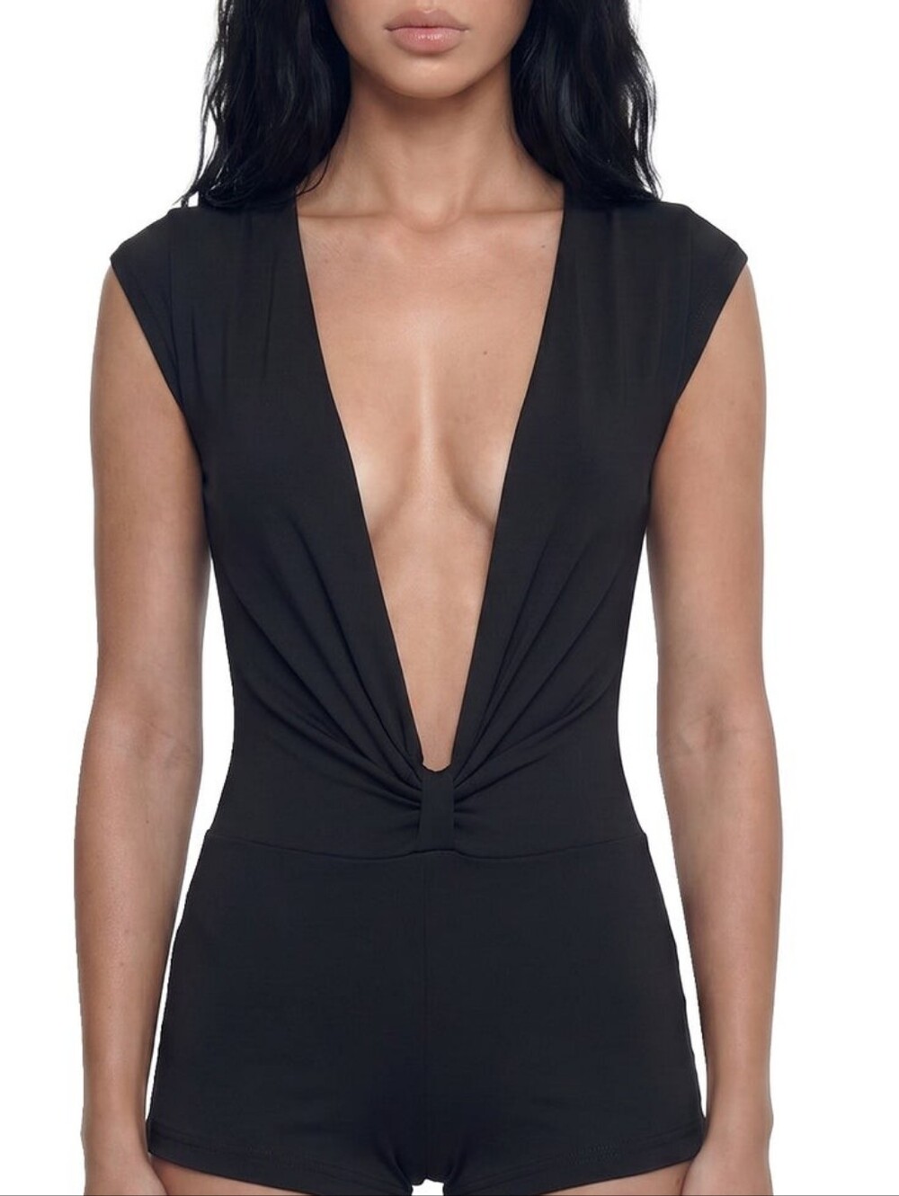 Serious ISO Women’s Black Deep V Knot Romper